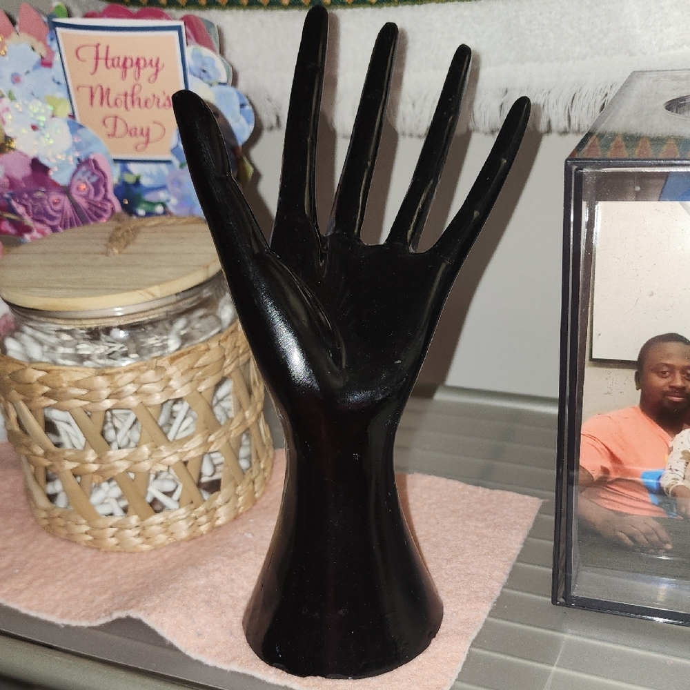 Vintage Black Jewelry Organizer Hand Stand